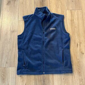 Columbia Mens Medium Navy Fleece Vest Full Zip Outdoor Hiking Jacket